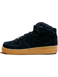 Nike Air Force 1 High Winter замшевые черные с мехом