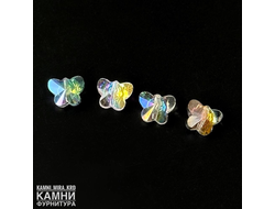 "Бабочка" стеклянная бусина с голографикой 7,7х9,8 мм, вид в ассортименте, цена за штуку