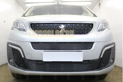 Защита радиатора Peugeot Traveller 2017- (2 части) середина+низ black