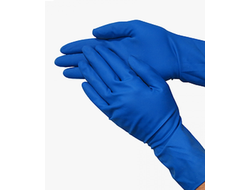 Перчатки латексные особопрочные синие, неанатомические (упаковка 25 пар)