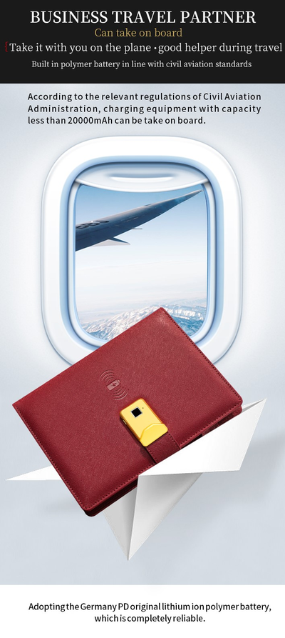 Ежедневник с отпечатком пальца, power bank, беспроводной и проводной зарядкой, лампой в подарочной упаковке