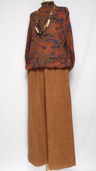 Брюки Бохо "ПАЛАЦЦО КРУПНЫЙ ВЕЛЬВЕТ" охра до р.56