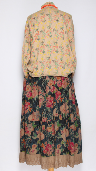 ЮБКА Бохо "Вареный хлопок кружево" синяя до р.52