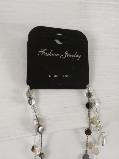 (АРТИКУЛ: 8544/03) УКРАШЕНИЕ ЖЕНСКОЕ, ДЛИННОЕ, СОТУАР, ЦВЕТ "СЕРЕБРО", С СЕРЫМИ ПЛОСКИМИ БУСИНАМИ