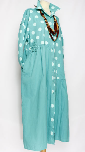Платье - рубашка "КРУПНЫЙ ГОРОХ" бирюзовый, лайм, жёлтое, электрик р.50-56