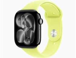 Apple Watch Series 11 46mm Jet Black Aluminium Case with Neon Yellow Sport Band S/M