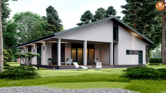 Одноэтажный дом из газобетона с гаражом - 177 м2