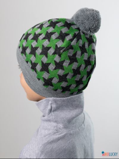Шапка  21201-07, цвет серый,зеленый р. 52-54