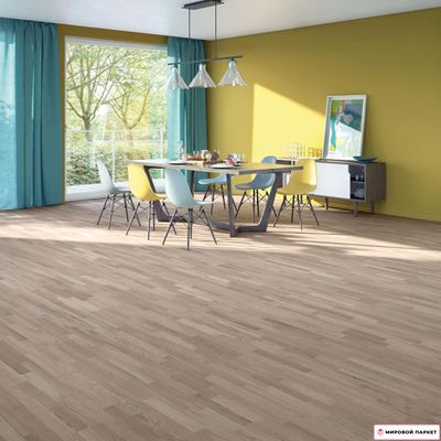 Паркетная доска Baltic Wood Jeans Дуб Классик Смоки &amp; Смоки 148 мм 3-х полосная без фаски лак замок 2G толщина 13.3 мм 3.587 м2