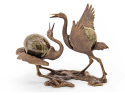 Сувенир "Танцующие журавли", бронза/змеевик