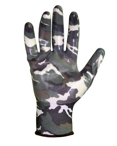 Перчатки Safeprotect САДОВЫЕ (нейлон+прозр.нитрил, КМФ)