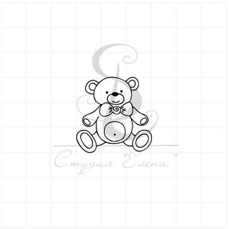 Штамп детский мишка сидящий с бантом