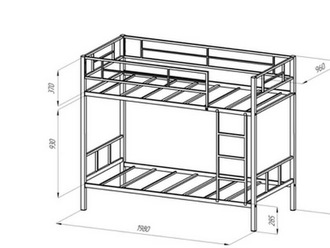 Двухъярусная кровать металлическая ФМ - СВ 201 Комби (190х90) + 100 бонусов