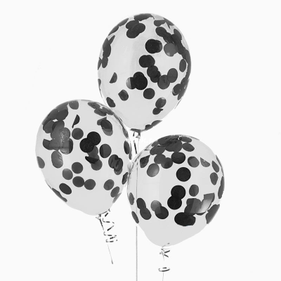 Шар с конфетти "Монетки" (золото/черный)