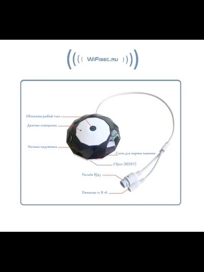 Потолочная - настенная WiFi/LAN видеокамера панорамная с DVR, Full HD 3Mp (IP Pro (VR cam. EseeCloud))