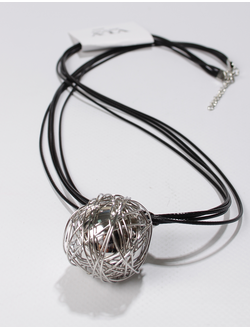 Подвеска "Плетеный металлический шар " серебро