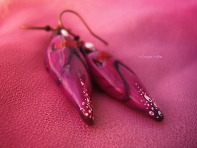 "Вальс магнолии", комплект украшений из фарфора (серьги и подвеска)