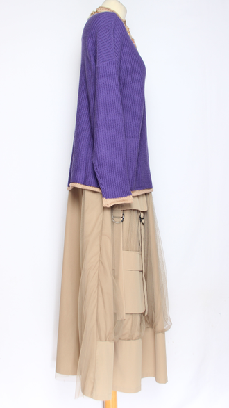 Джемпер ХЛОПОК "КАРМАН КРУЖЕВО" сирень до р.54