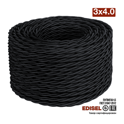 витой провод 3х4 черный