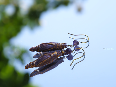 Тайна Восточной Колдуньи. Волшебный комплект украшений из холодного фарфора с натуральным аметистом