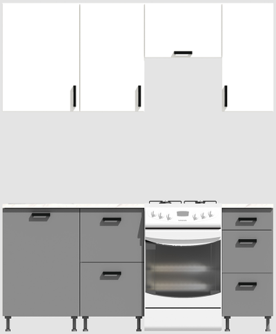 Кухня эконом 1,5 метра (600х500х400) Цвет: Белый/Базальт