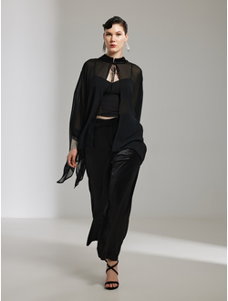 Черный длинный топ MAT fashion для полных женщин