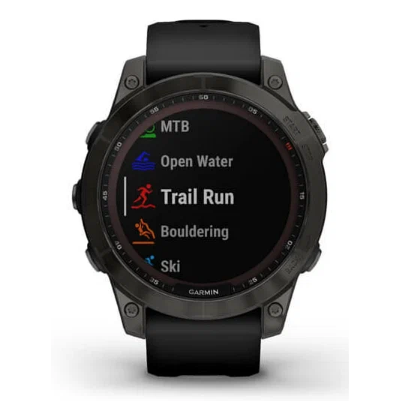 Умные часы Garmin Fenix 7 Sapphire Solar титановый серый DLC с черным ремешком