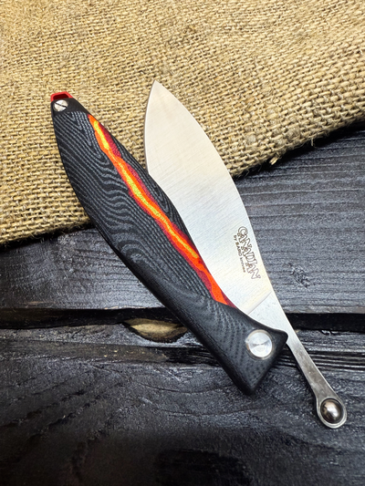 Фрикционный складной нож Канадец Большой сталь AUS10Co, рукоять G10/микарта молния