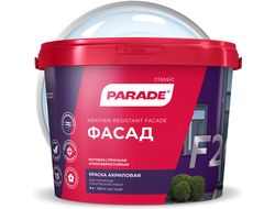 Краска фасадная акриловая PARADE CLASSIC F20 Фасад Бесцветная база C 9 л