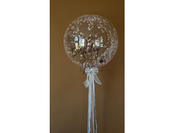 Шар баблс с гортензией и индивидуальной надписью