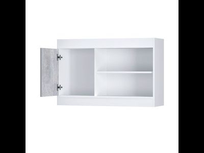Полка настенная Паскаль с дверкой белый/цемент светлый (BTS)