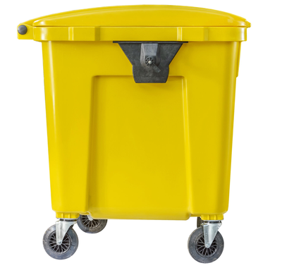 Мусорный бак 1100 литров пластиковый на колесах желтый