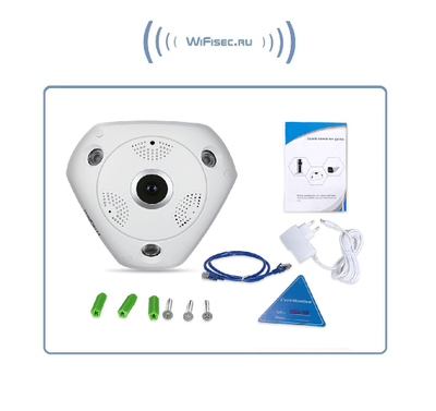 Потолочная - настенная WiFi/LAN видеокамера панорамная с DVR, Full HD 3 Mp  (IP Pro (VR cam. EseeCloud))