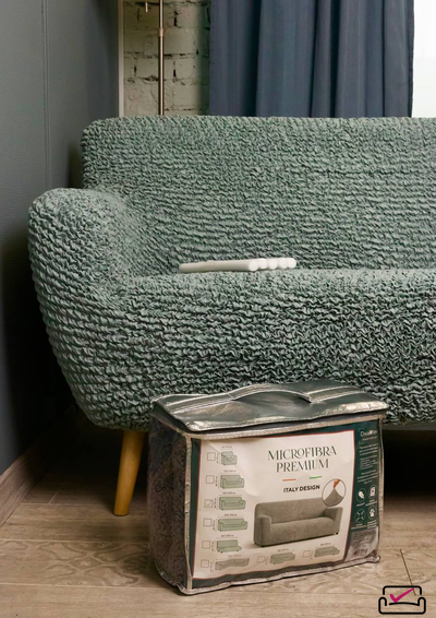 Чехол на 4хм диван Микрофибра Мята. Защита мягкой мебели от животных.