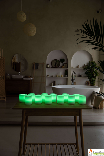 Набор LED свечей с парафиновыми плафонами (9,2*10см - 12шт), "Цветной"