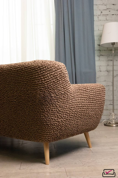 Чехол на 3х местный диван Микрофибра Капучино. Защита мягкой мебели от животных.