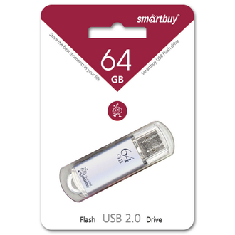 Флеш-память Smartbuy V-Cut, 64Gb, USB 2.0, серебряный, SB64GBVC-S