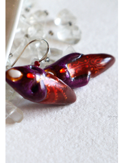 Серьги-капли "Славянская Колдунья" из холодного фарфора и чешского бисера