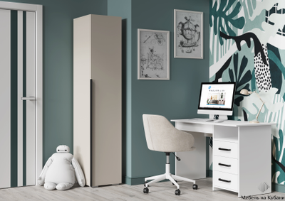 Айри ШК-001 шкаф 1 створчатый (пенал) с антресолью Кашемир