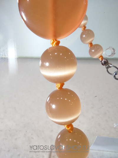 Бусы из кошачьего глаза оранжевые