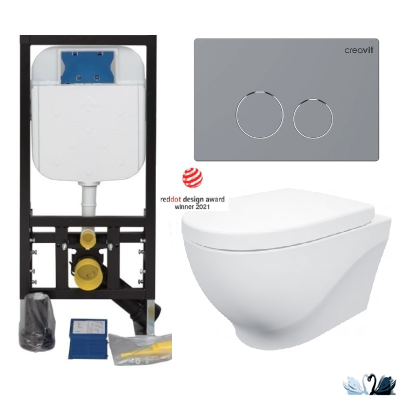 Унитаз CREAVIT Mare MA321.00100 c инсталляцией - комплект с сиденьем микролифт, клавишей Terra Grey (MA321-11CB00E-0000+GR5003.01+GP9002.00 + KC3103.02.0000E)