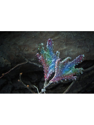 "Крылышки феи Рассветного сада", крупные серьги с капельками