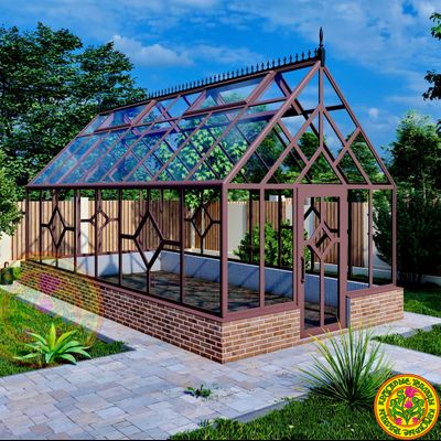 Теплица из стекла и алюминия в классическом стиле АЛЬБИОН 3500 х 7000 мм