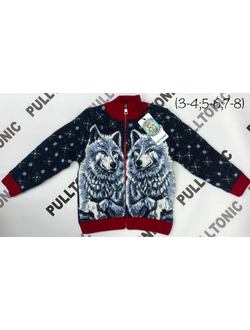 Детский свитер на молнии Волки 04