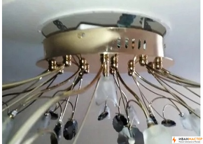 Установка люстры на натяжной потолок на даче ИВАНМАСТЕР