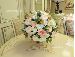 Композиция из искусственных цветов Аврора круглая в кубке № АР005/купить в Москве и Санкт-Петербурге