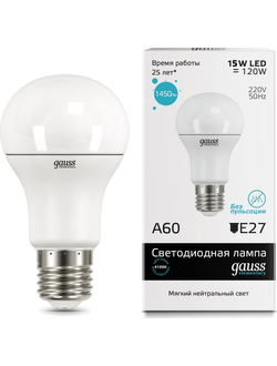 Лампа Gauss LED Elementary A60 15W E27 4100K 23225