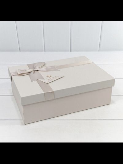 Коробка подарочная с бантом и цветком (пудровая), 23*17*6,5см