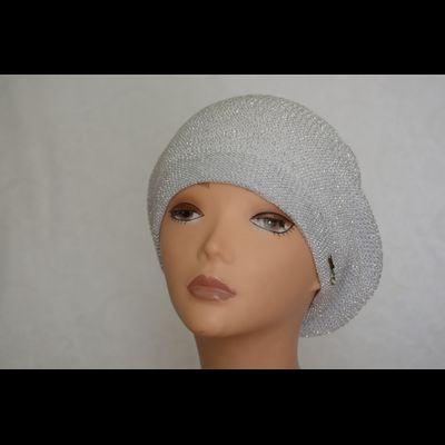 Серебристый берет женский вязаный Vizio Италия 6607