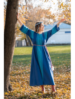 Платье "Синий рассвет" ручное ткачество